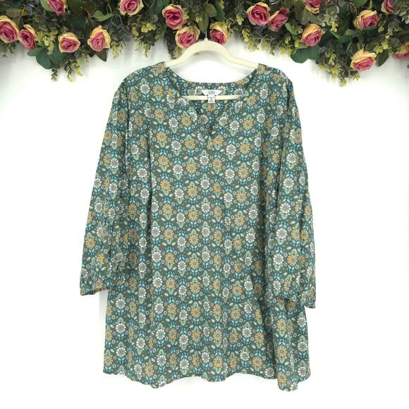 Croft & Barrow Plus Size Green Floral Top Size 4X - Picture 1 of 9